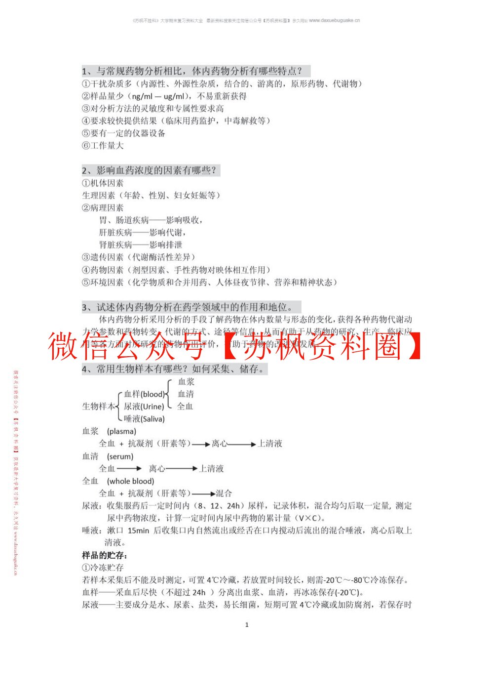 体内药物分析